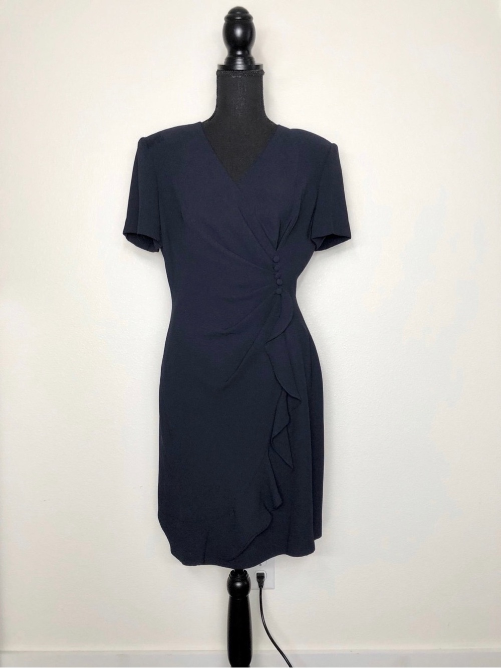 Donna Morgan Navy Blue Short Sleeve Career Dress - Petites